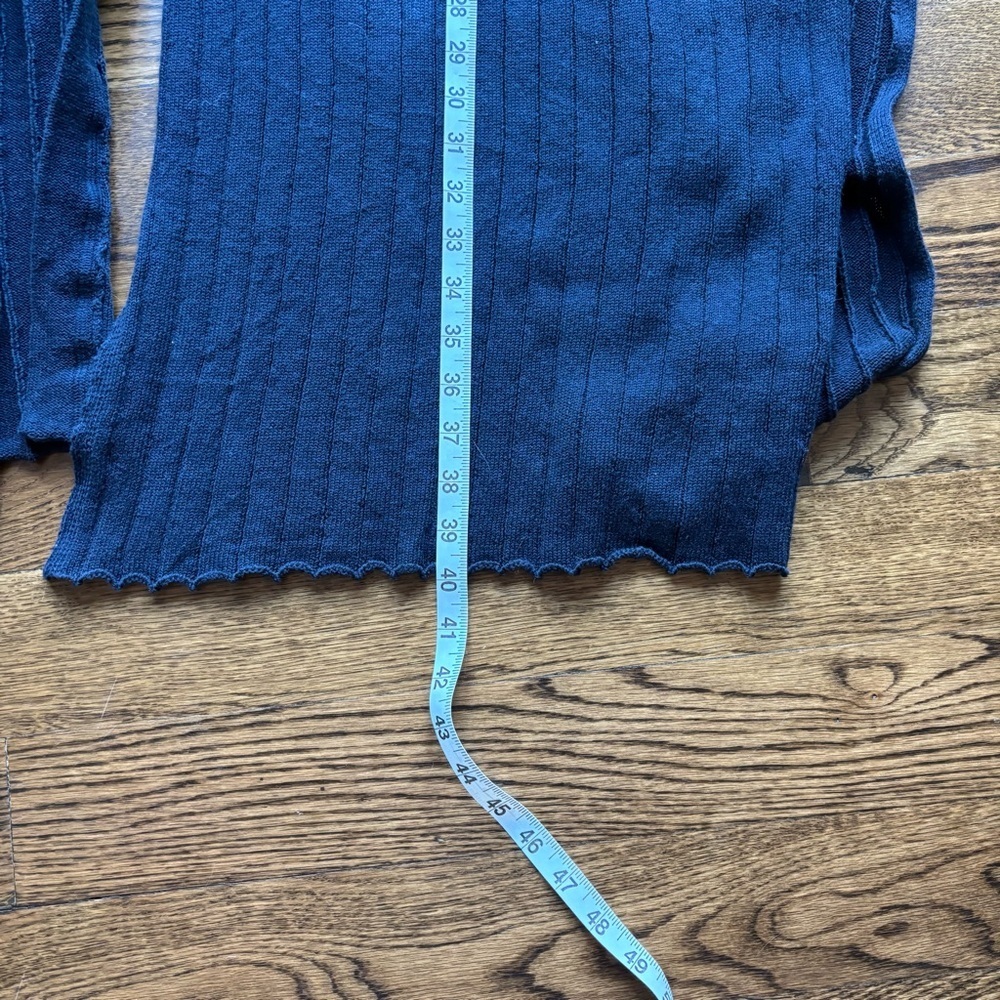 Free People Black Ribbed Long Open Cardigan Duster | Size Medium - Picture 4 of 5